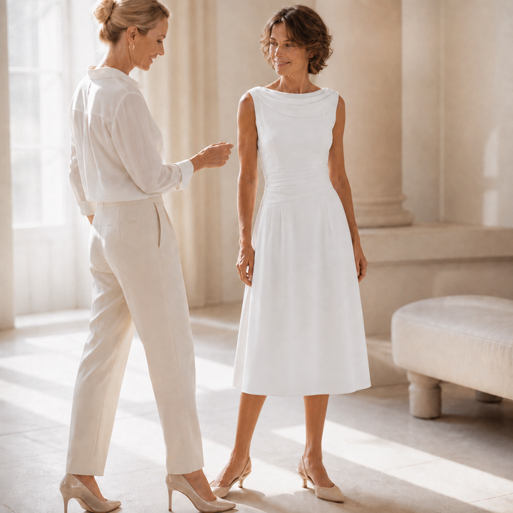 Draperie – Draped-Neck Pleated A-Line Wedding Guest Dress