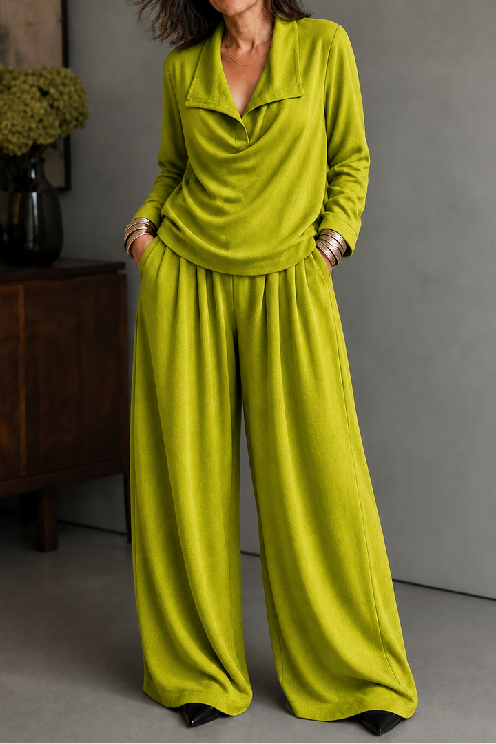 Wearbella – Ribbed Knit Draped Top. And Pants Set