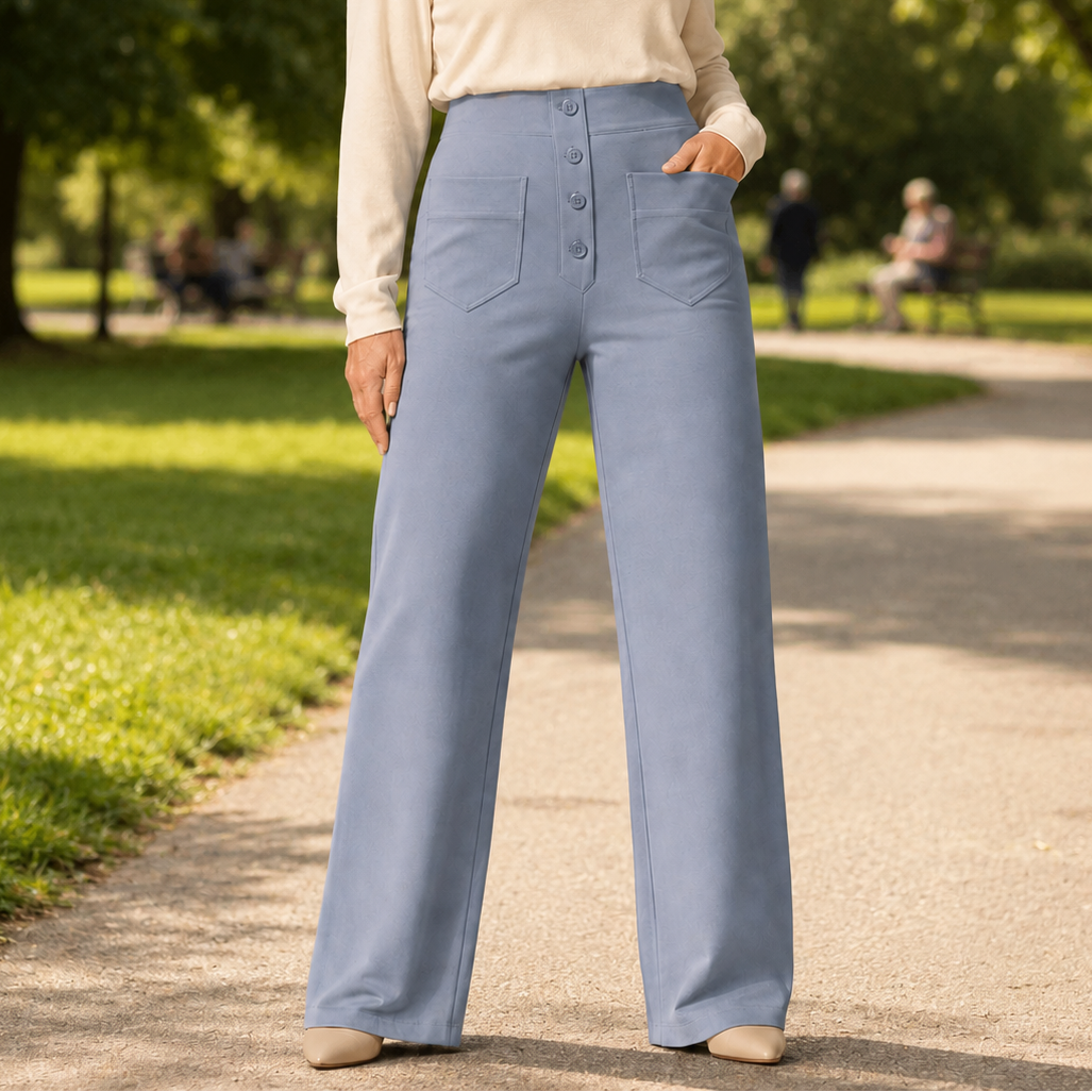 Reliefwear – High-Waist Faux-Button Stretch Pull-On Pants