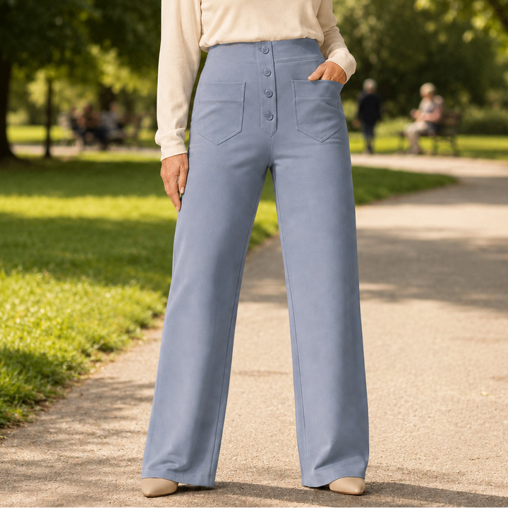 Reliefwear – High-Waist Faux-Button Stretch Pull-On Pants