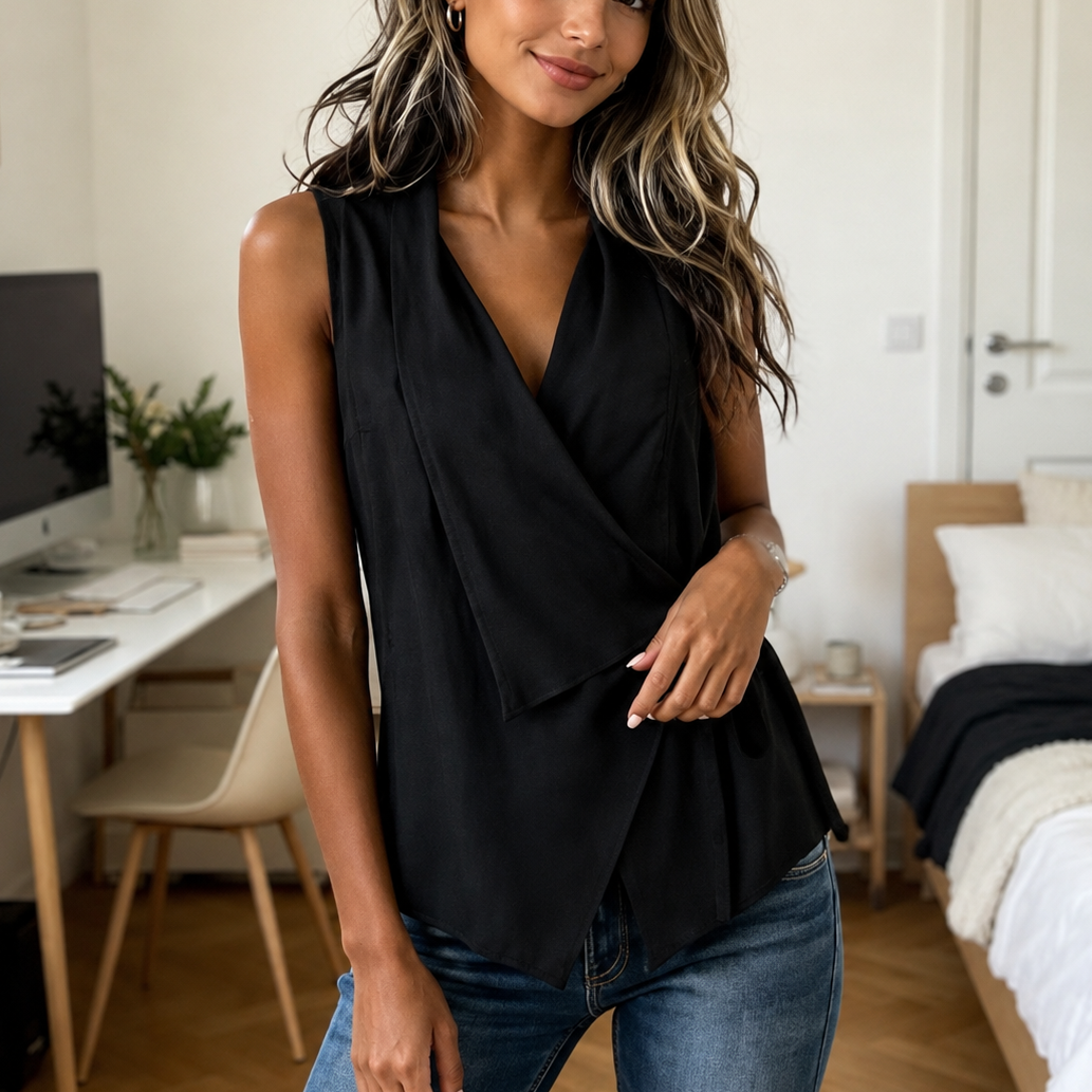 Wraverly – Adjustable Side-Tie Ruched Wrap Tank