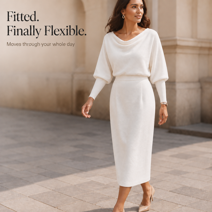 Wearbella – Ribbed Draped Top And Midi Skirt Set