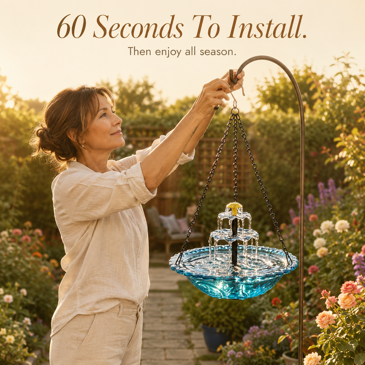 Avelora™ – Solar Hanging Bird Bath Fountain with Two-Tier Cascade