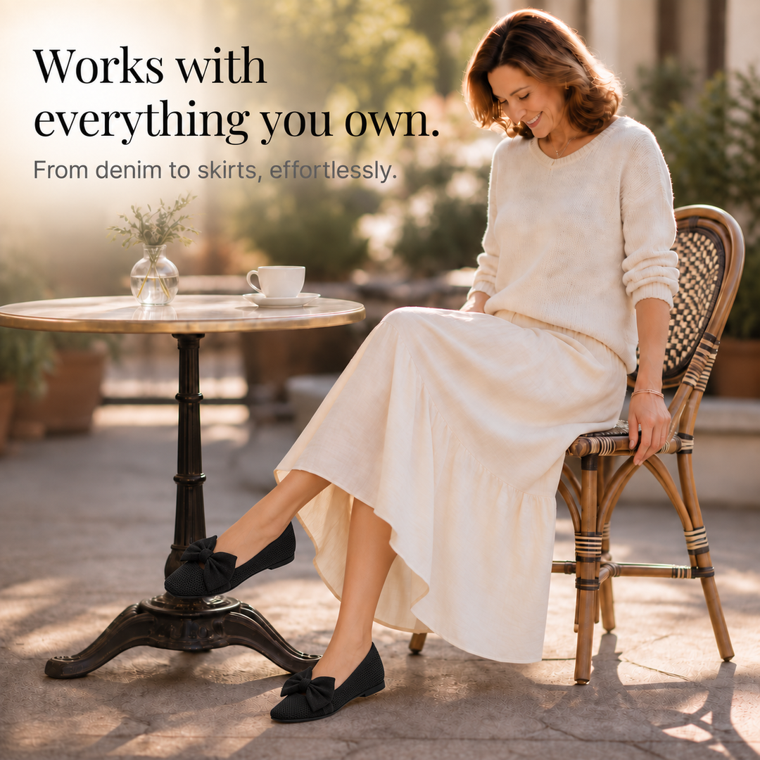 Bowelle – Knit Square-Toe Bow Flats