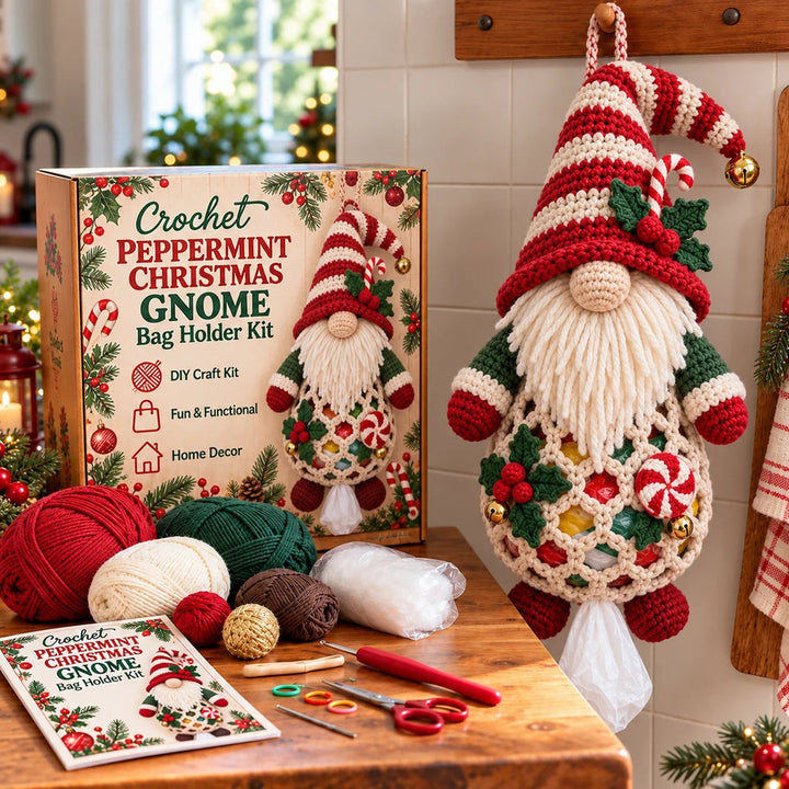 Gnome & Gather – Crochet Gnome Bag Holder