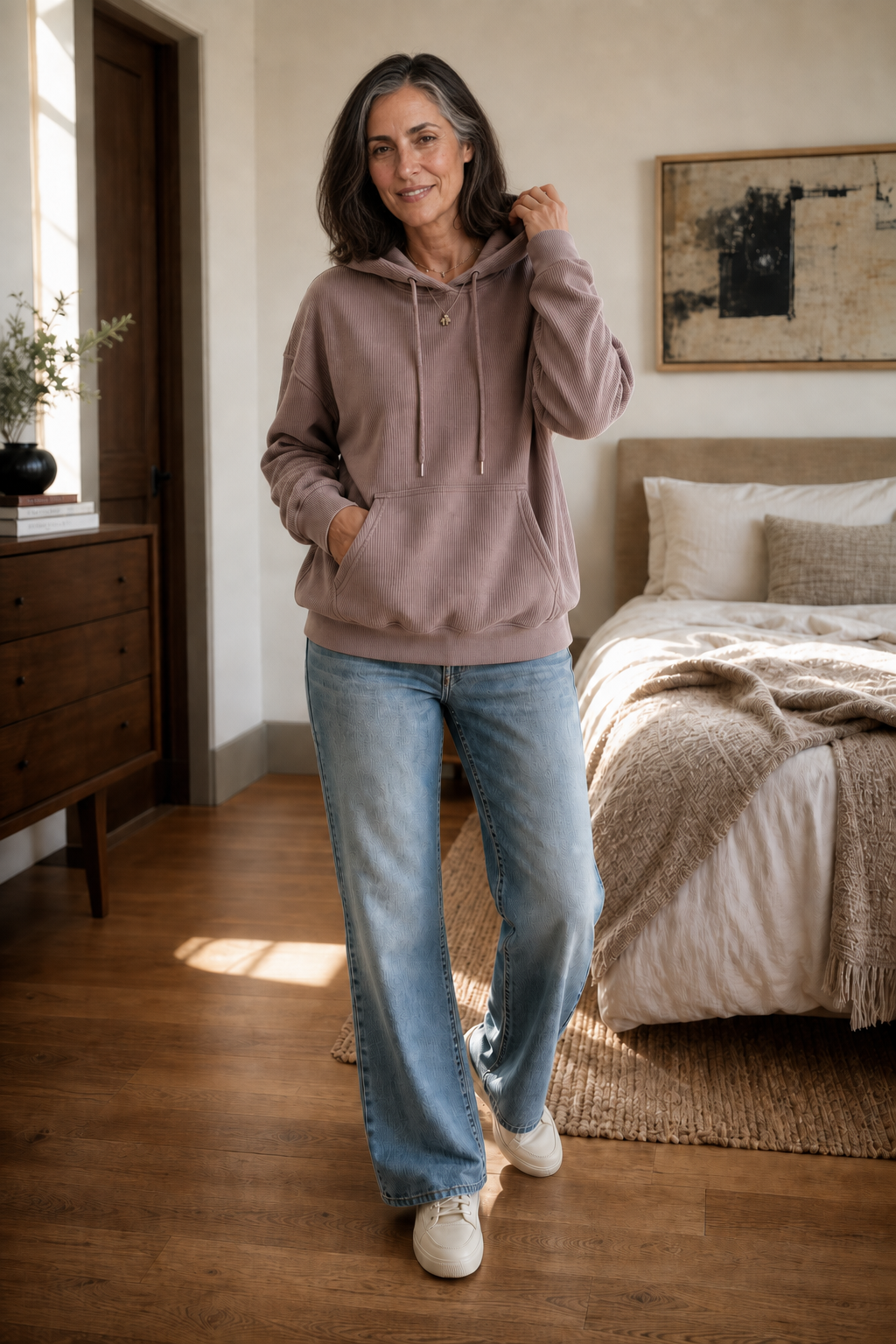 Corduvie – Ribbed Corduroy-Look Hoodie With Pockets