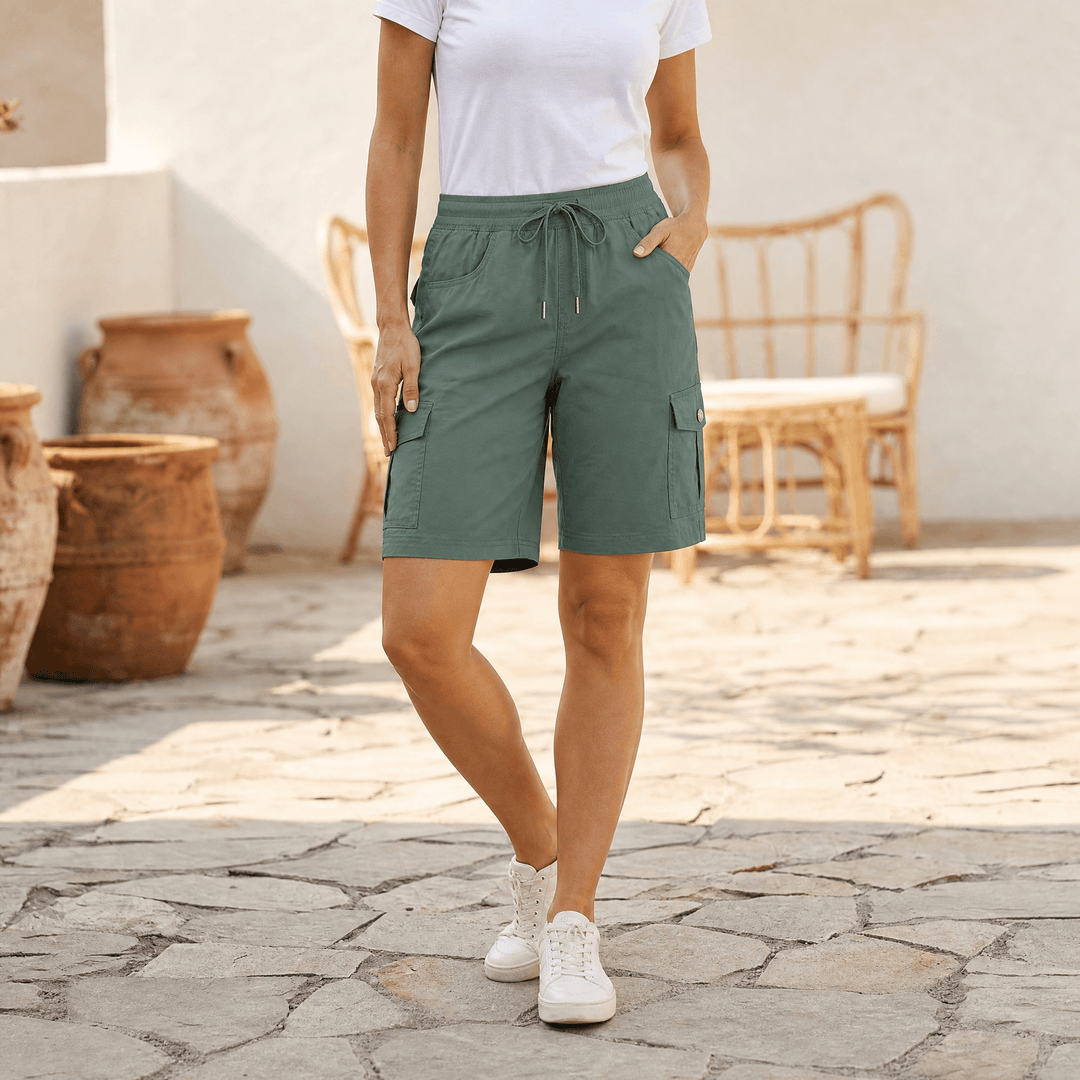 Bermuella – Women's Quick-Dry Cargo Shorts with 6 Pockets Army Green
