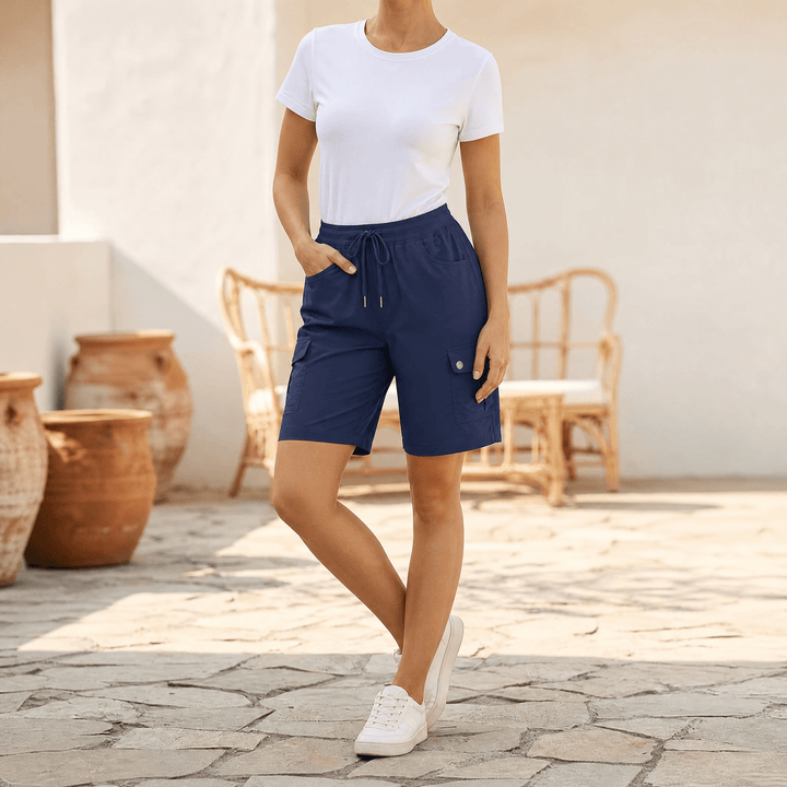 Bermuella – Women's Quick-Dry Cargo Shorts with 6 Pockets Navy