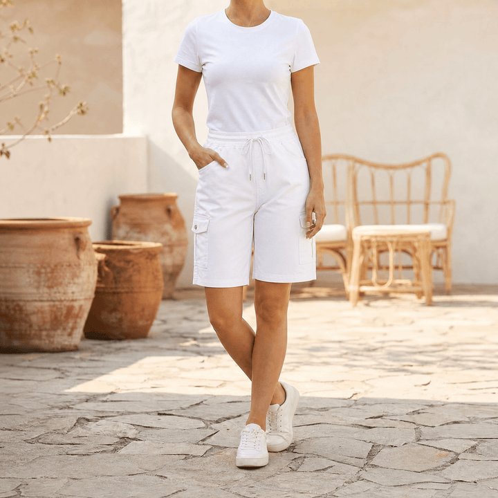 Bermuella – Women's Quick-Dry Cargo Shorts with 6 Pockets White