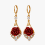 Rosavelle – Red Rose Crystal Drop Earrings