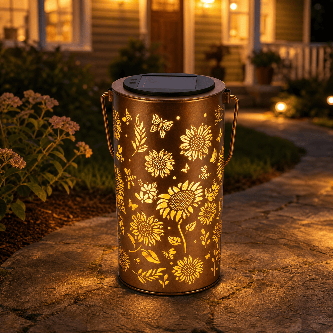 Bloomara – Solar Sunflower Lantern with Colorful Light Patterns Warm Light / 2-Pack Value Set