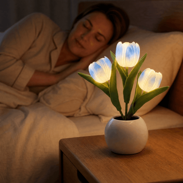Bloomora – LED Tulip Lamp with Ceramic Vase Gradient Blue