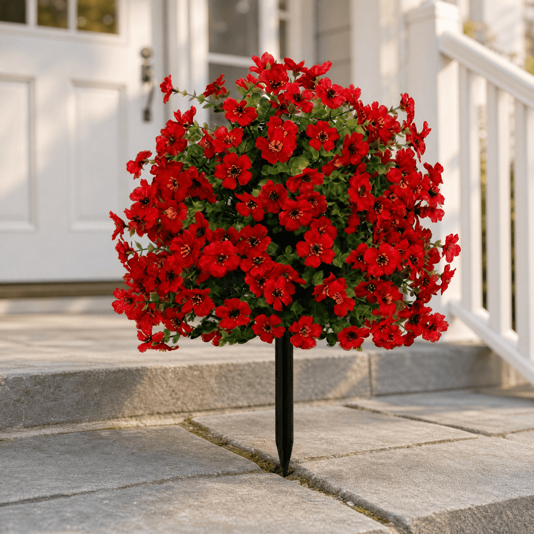 Bloomora – Weatherproof Outdoor Flower Topiary Red