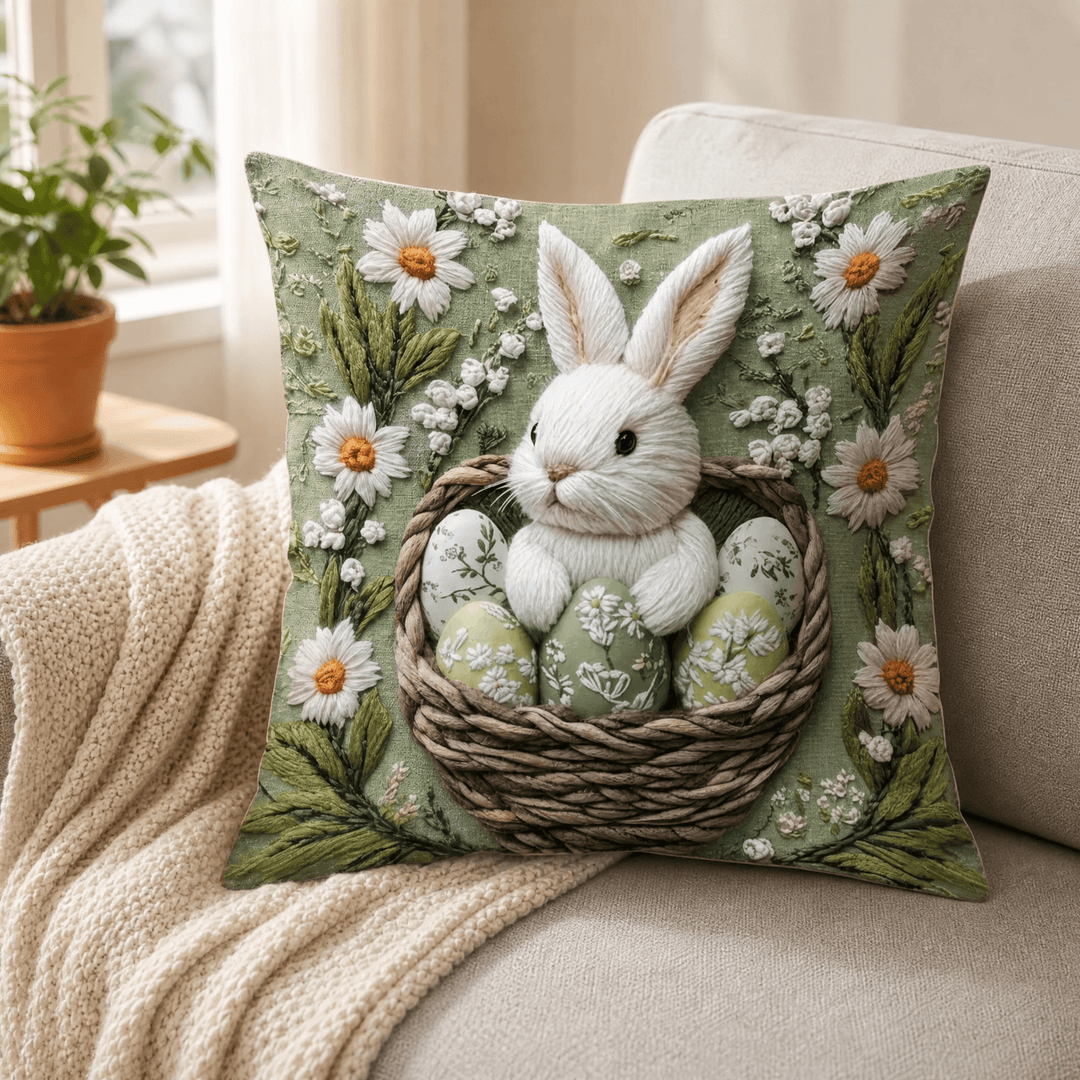 Bloomshire – Vintage Botanical Pillow Covers Rabbit / 45 x 45 cm (17.7 x 17.7 in) / 1 set (2 pillow covers)