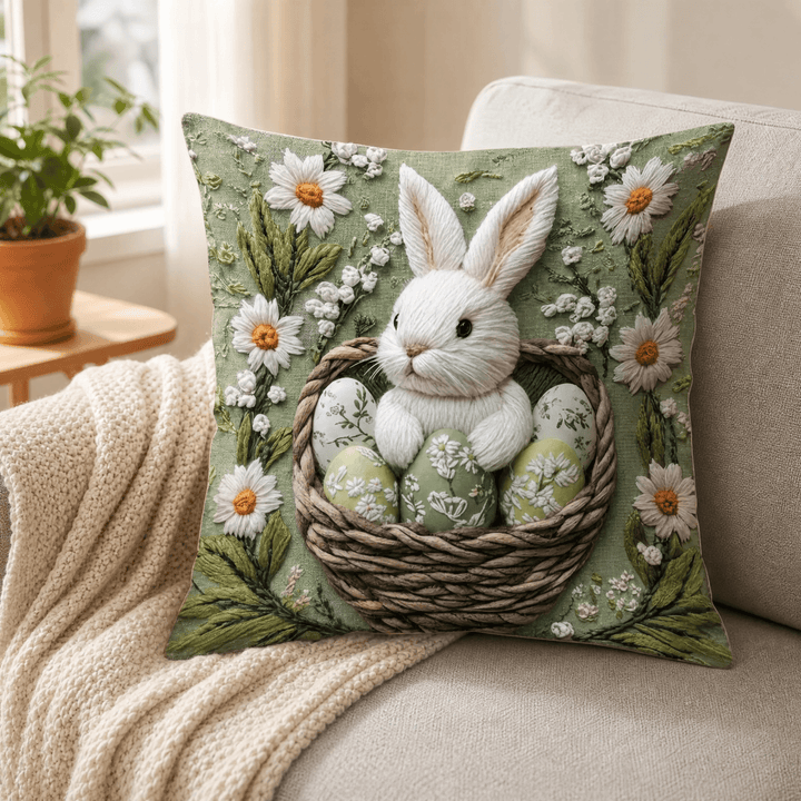 Bloomshire – Vintage Botanical Pillow Covers Rabbit / 45 x 45 cm (17.7 x 17.7 in) / 1 set (2 pillow covers)