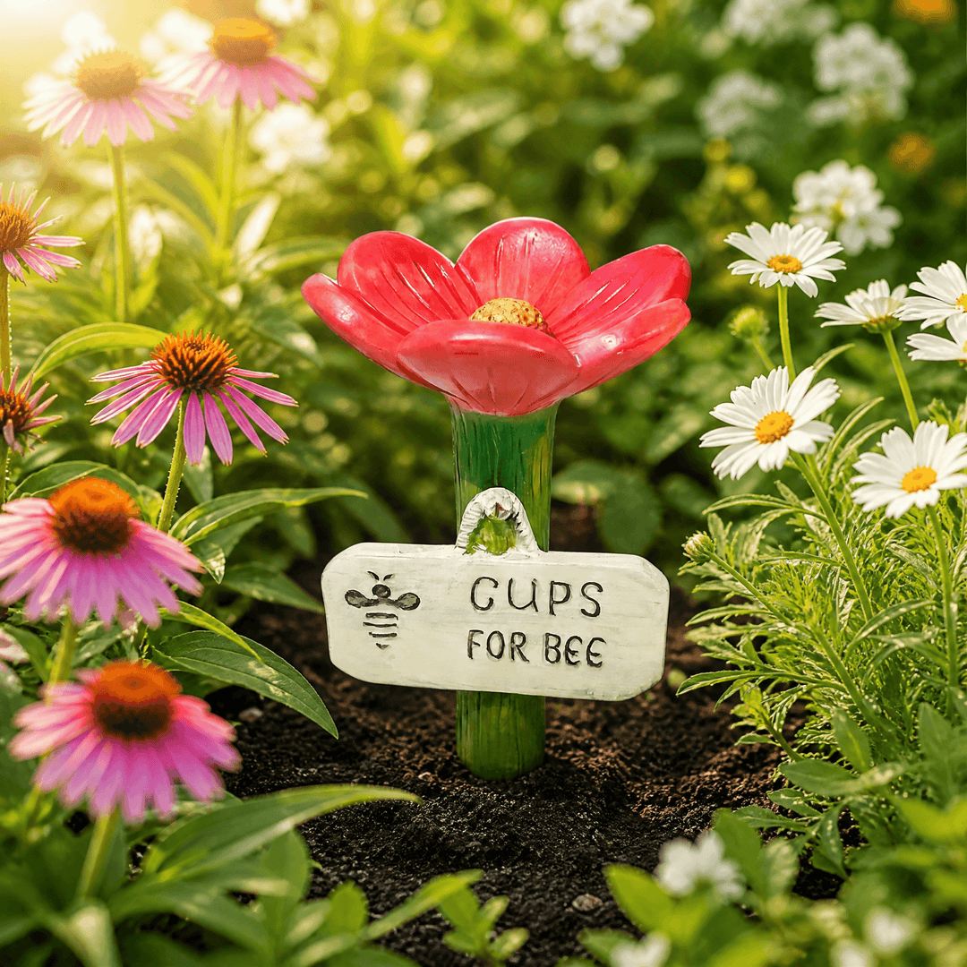 Bloomsip – Flower Shaped Bee Watering Station Red