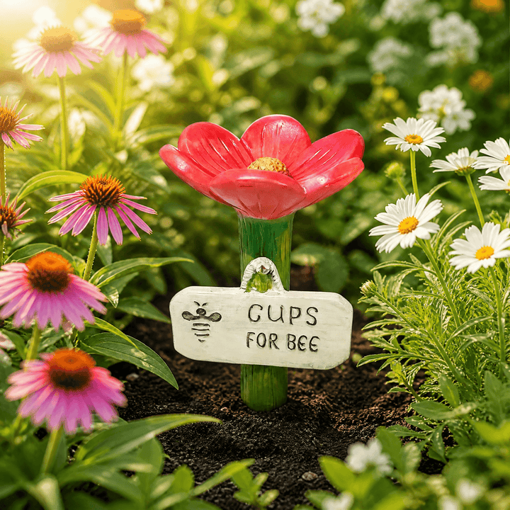 Bloomsip – Flower Shaped Bee Watering Station Red
