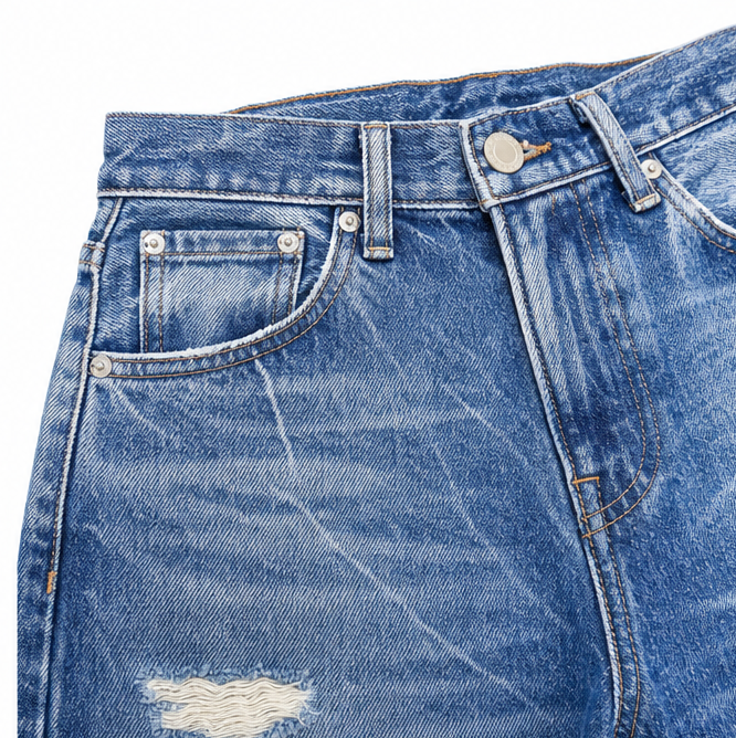 Brindley – Vintage Distressed Stretch Denim-like Bermuda Shorts