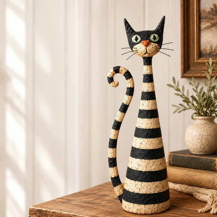 Heirloom Whiskers – Distressed Cat And Lady Figurine Set