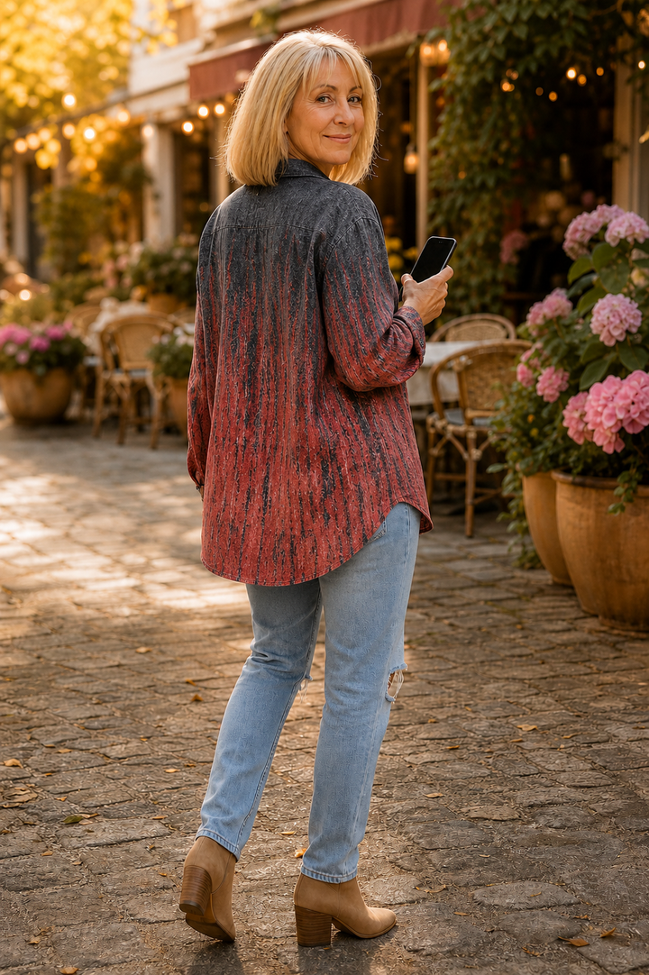 Wearbella – Vintage Floral Print Button-Up Blouse
