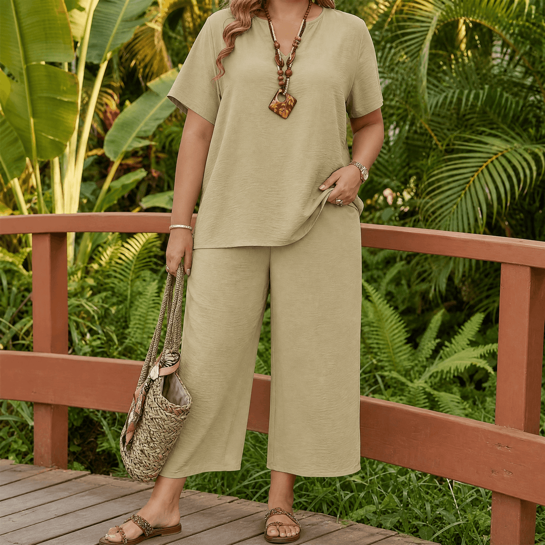Callara – Women's breezy two piece set for everyday comfort Khaki / XL