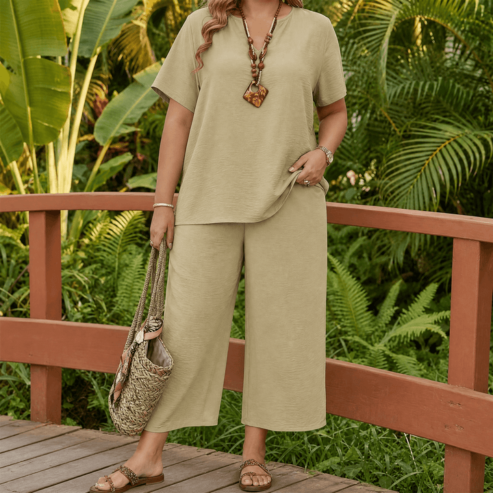 Callara – Women's breezy two piece set for everyday comfort Khaki / XL