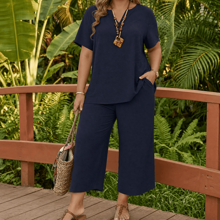 Callara – Women's breezy two piece set for everyday comfort Navy Blue / XL