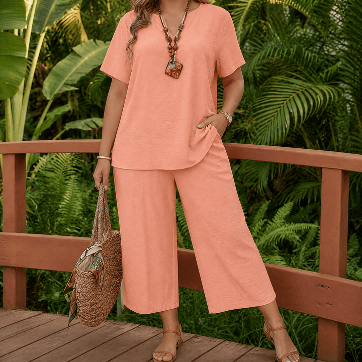 Callara – Women's breezy two piece set for everyday comfort Pink / XL