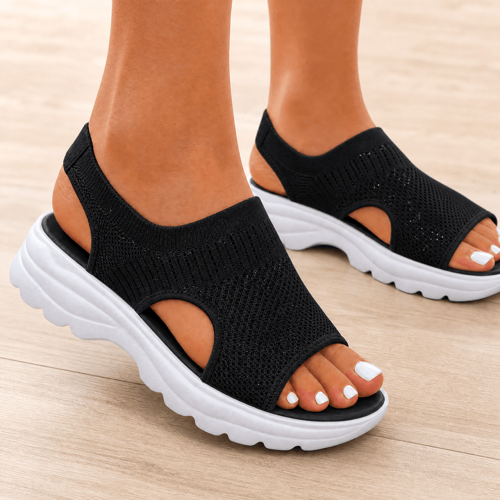 Caluna – Cushioned Slip-On Platform Sandals Black / 5