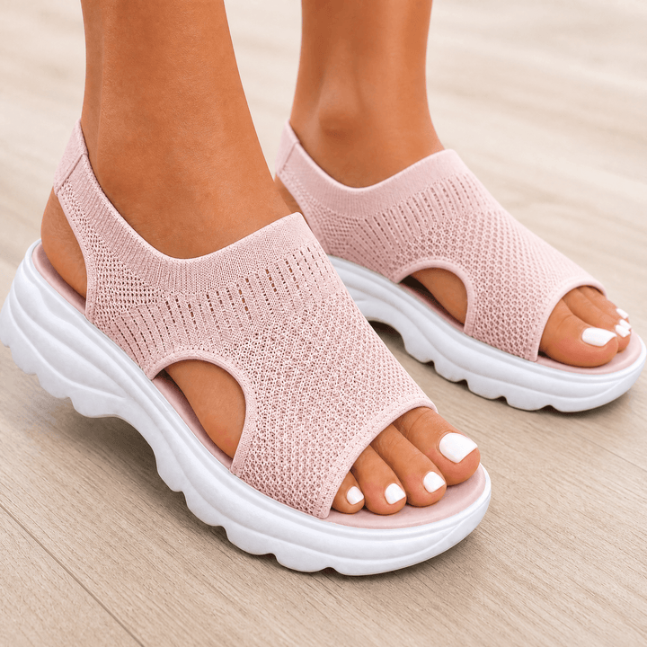 Caluna – Cushioned Slip-On Platform Sandals Blush Pink / 5