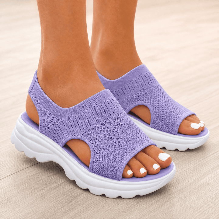 Caluna – Cushioned Slip-On Platform Sandals Lavender / 5