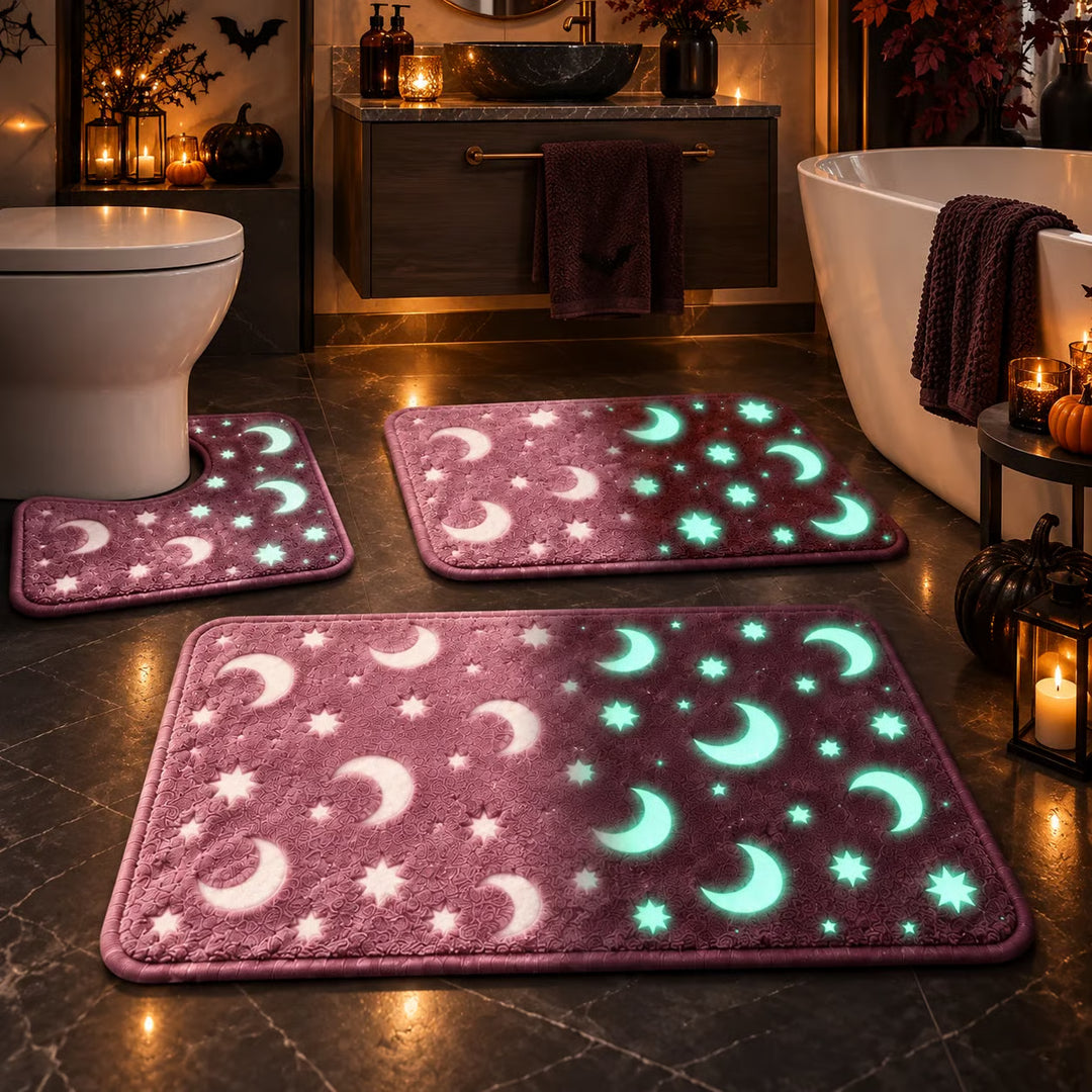 Lunaglow – Glow-In-The-Dark Moon And Star Bath Mat Set