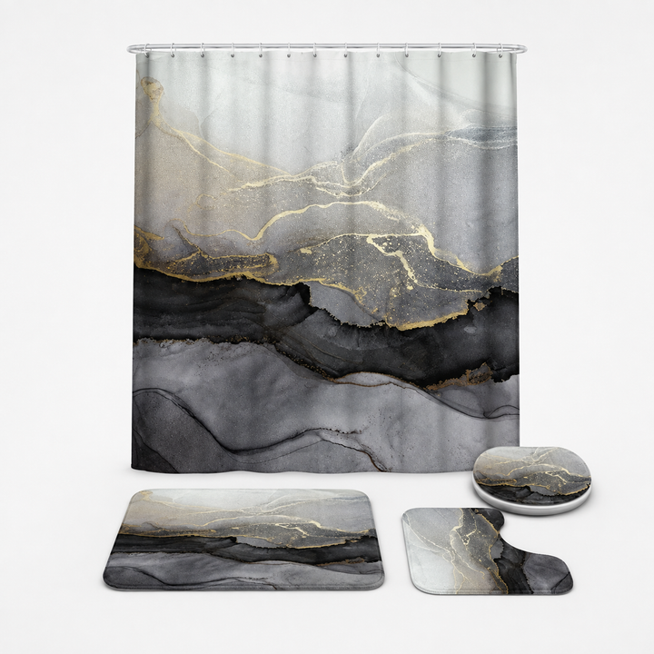 Marbella – Marble Print Waterproof Shower Curtain Set