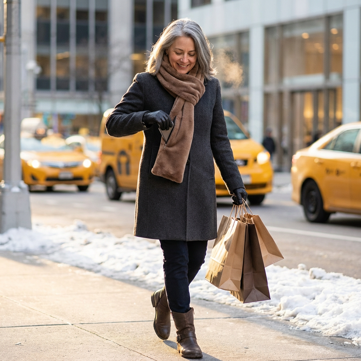 Velancia™ – Soft Faux Fur Scarf with Zip Pocket