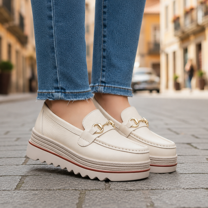 Clarelle – Steel-look Clasp Lug Sole Loafers