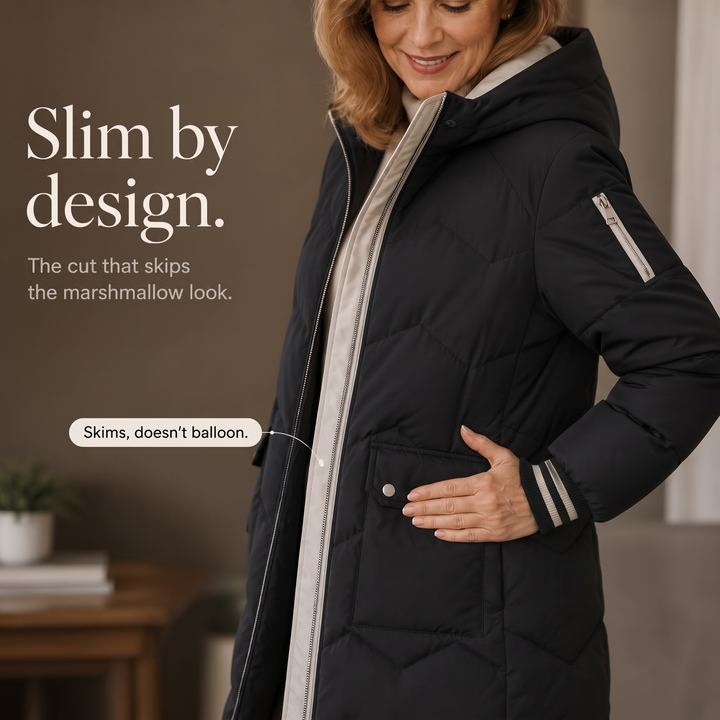 Cozyelle – Hooded Mid-Length Puffer Coat