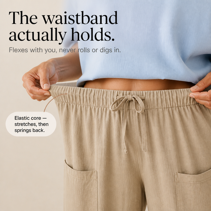 Wearbella – Wide-Leg Linen Blend Drawstring Pants
