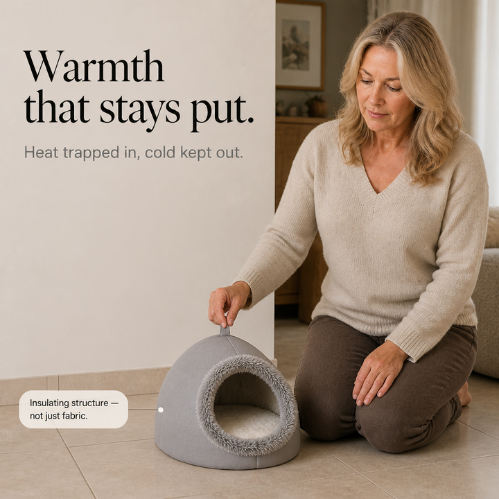 Denwarm – Enclosed Foam Dome Cave Pet Bed