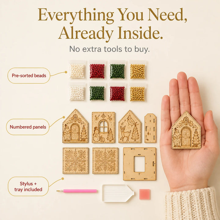 Hearthglint – 3D Wooden Diamond Painting Christmas House Kit