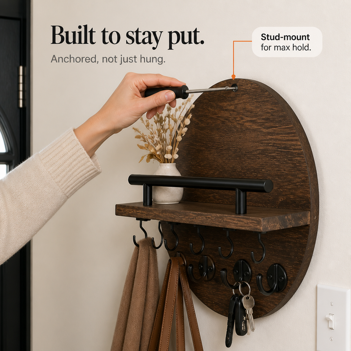 Keyhaven – Wall-Mounted Entryway Shelf With Double Hooks