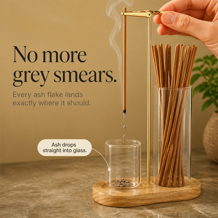 Ashvia – Two-Cup Glass Ash-Catching Incense Holder