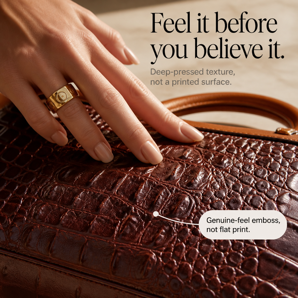 Ladrienne – Croc-Embossed Round Handle Convertible Tote