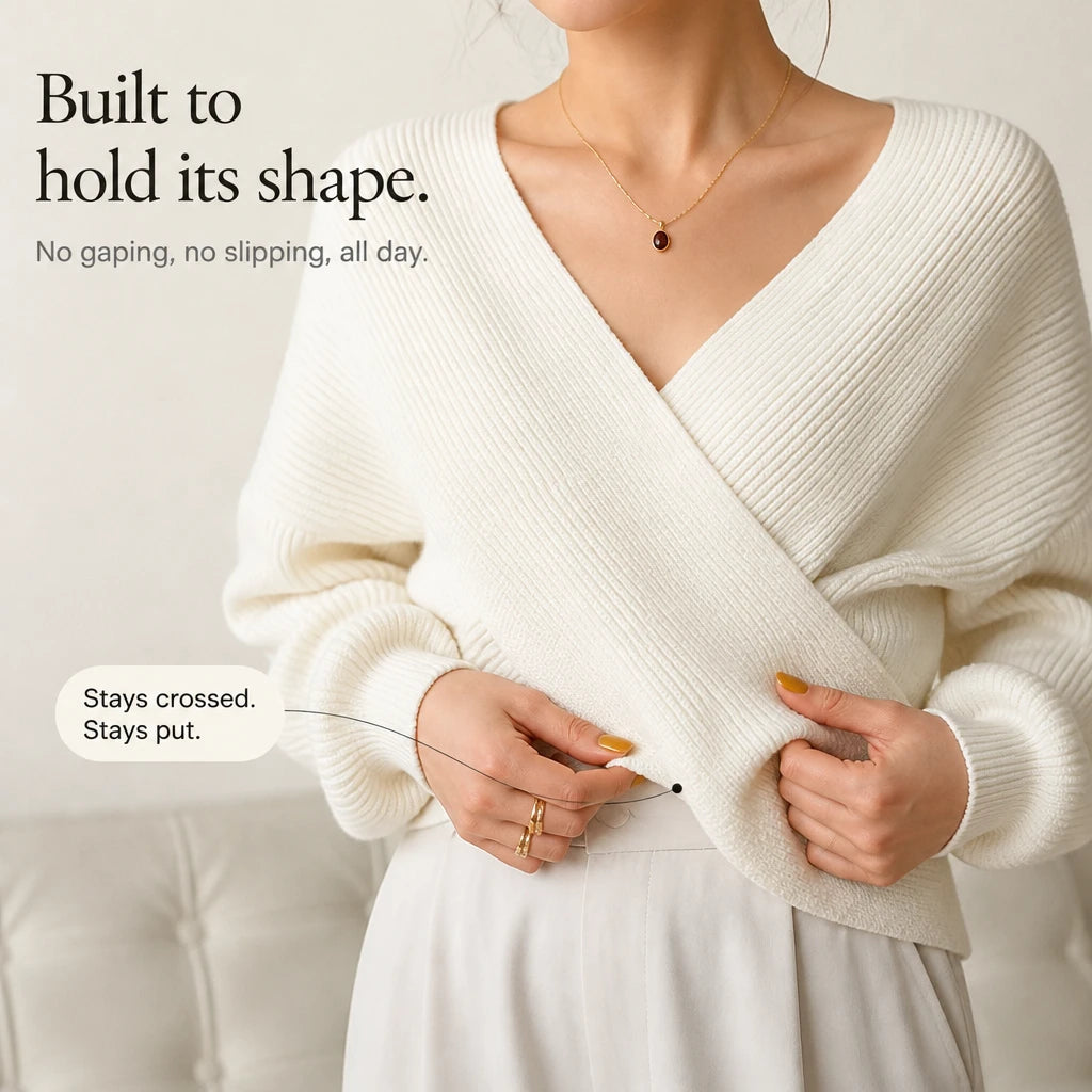 Vellora – Ribbed Cropped Wrap Sweater