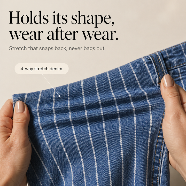 Lunaline – Vertical Stripe Stretch Denim Jeans