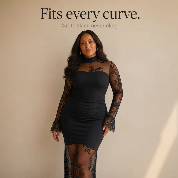 Florenza – Sheer Floral Lace Floor-Length Evening Dress