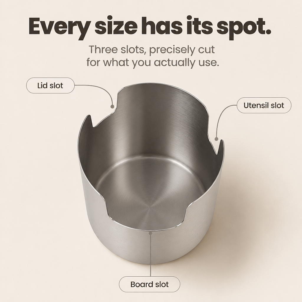 Rackly – Multi-Slot Steel Lid And Utensil Stand