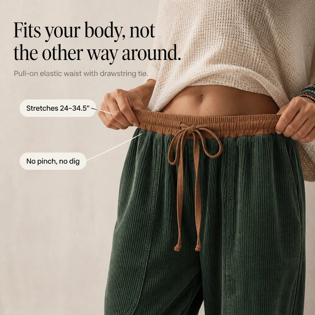 Cordelia – Ribbed Corduroy-Look Lantern Pants