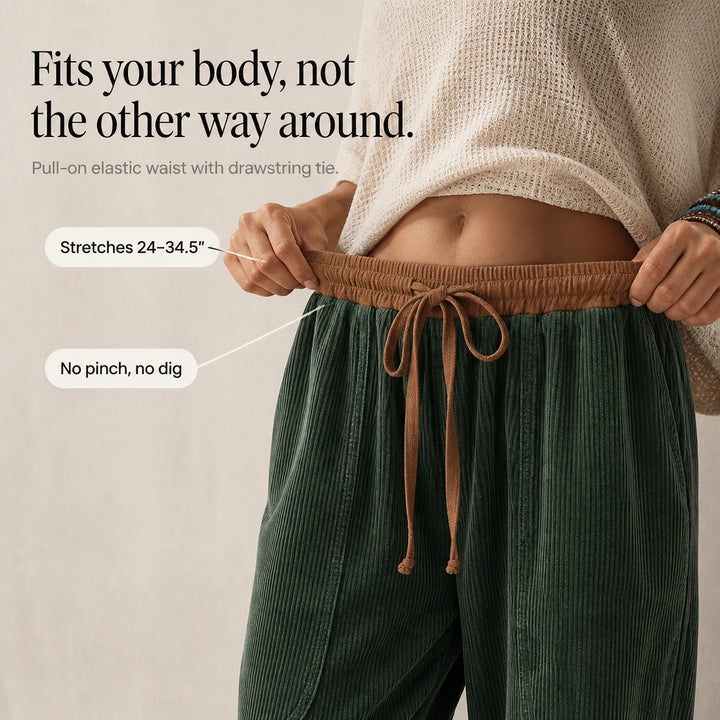 Cordelia – Ribbed Corduroy-Look Lantern Pants