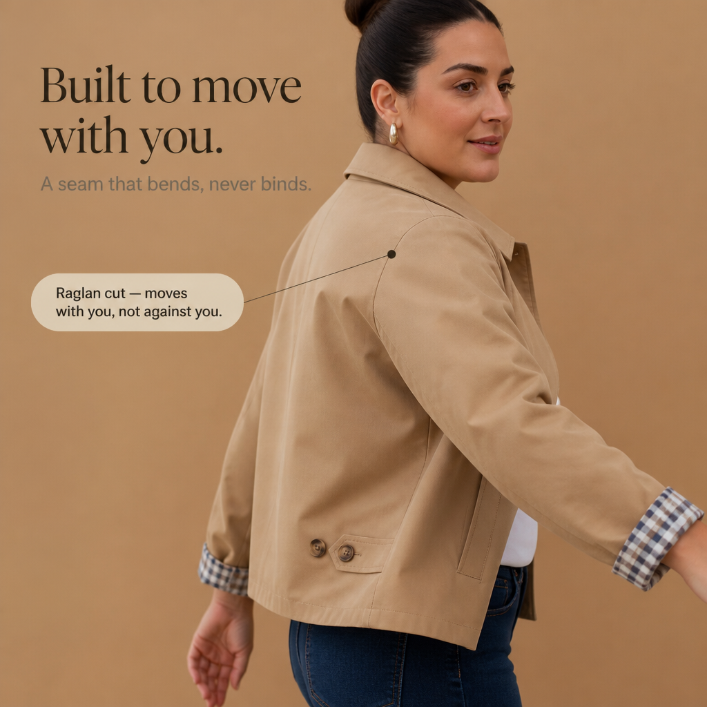 Tartanelle – Checked-Lining Raglan Casual Coat
