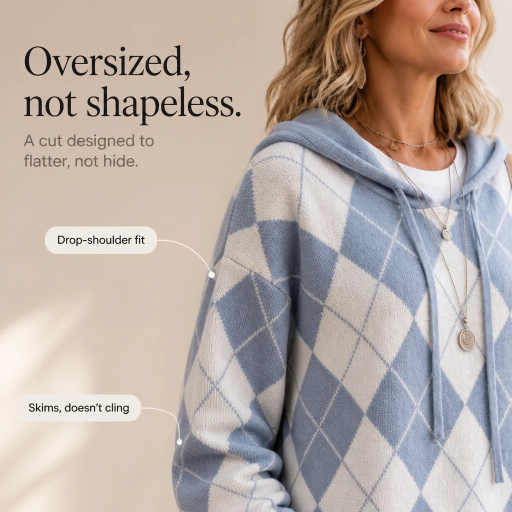 Argylea – Argyle Hooded Knit Sweater
